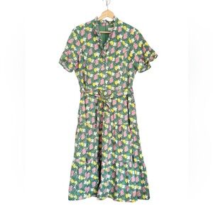 Ivy City Co Sutton Citrus Green Retro Cottage Fit & Flare Midi Dress size 14